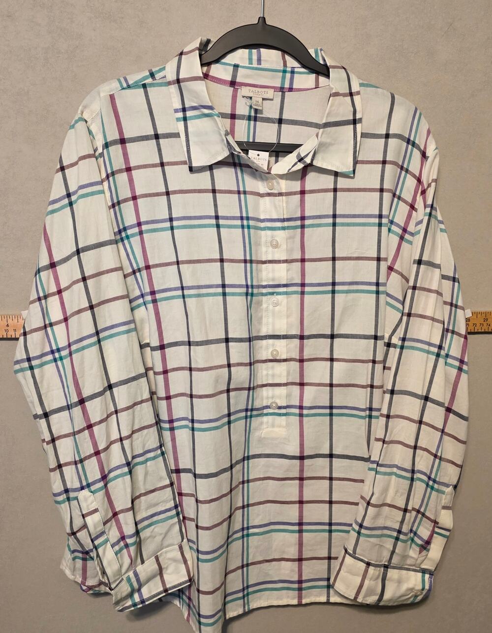 NWT Talbots cotton long sleeve shirt purple/teal/blue stripe size 2X